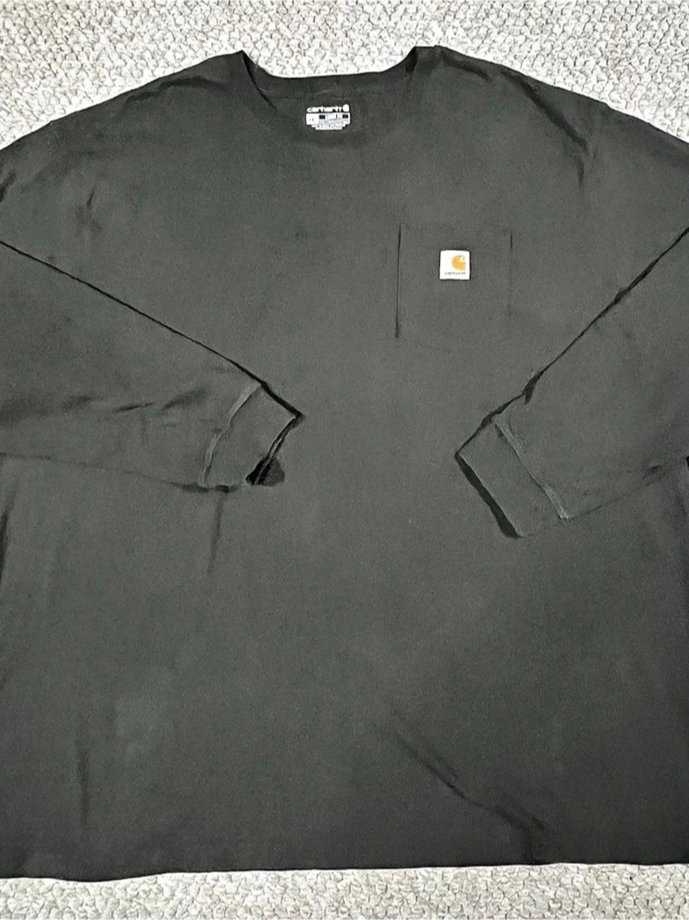 Carhartt Long Sleeve Shirt Pocket Logo Dark Green Loose Fit Mens 4XL